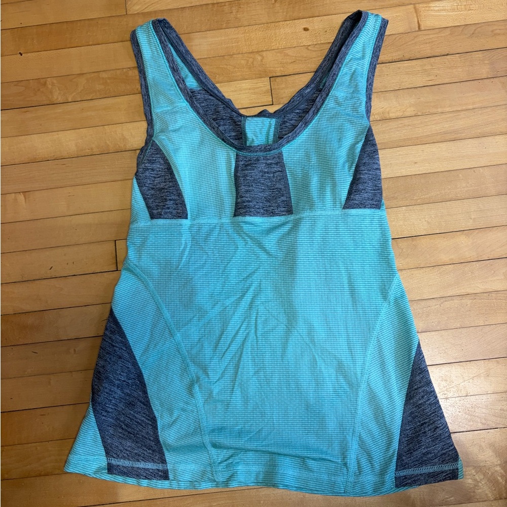 lululemon athletica Aqua and Charcoal Racerback Tank